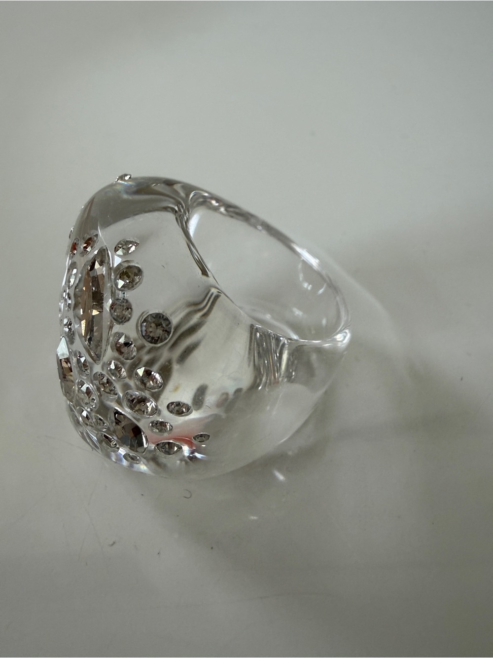 ALEXIS BITTAR Confetti Crystal Lucite Puffy Ring- Clear Size 9 - Picture 6 of 10